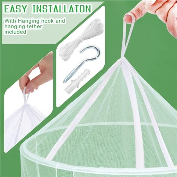 Mosquito Net Bed Canopy for Girls,King CanopyBed Curtains QueenSize from Ceiling - Picture 5 of 8